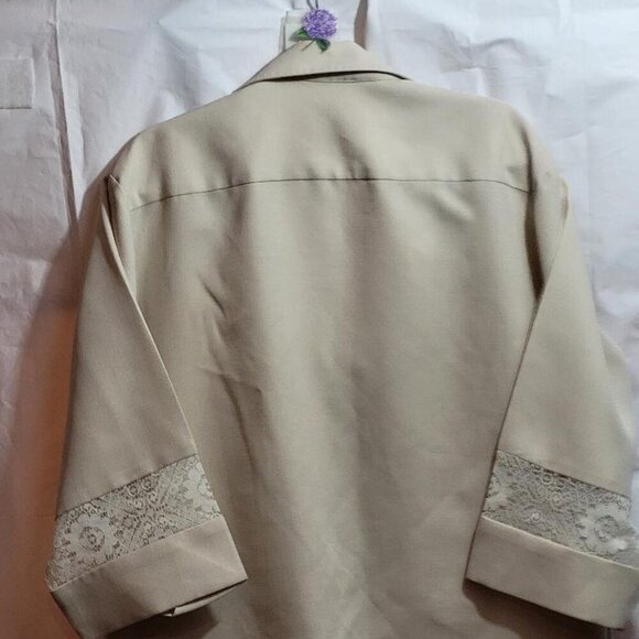 Beau Tiki, Like New, Men's, Tan, Linen, Hawaiian Shirt, Size XL - Picture 2 of 8